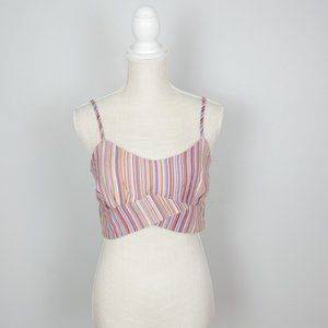 NWT B.O.G. Collective Cropped Boho Striped Crop Tank Top Large